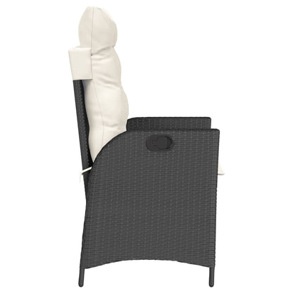 3Dílný Bistro Set S Poduškami Černý Polyratan