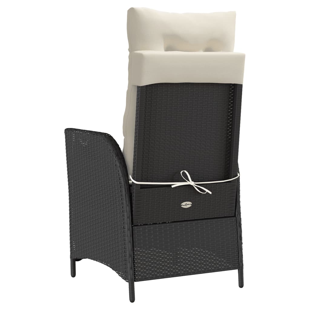 3Dílný Bistro Set S Poduškami Černý Polyratan