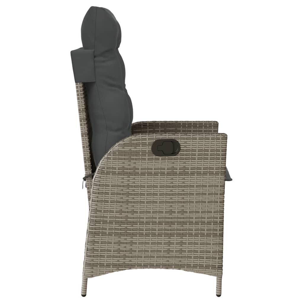 3Dílný Bistro Set S Poduškami Šedý Polyratan