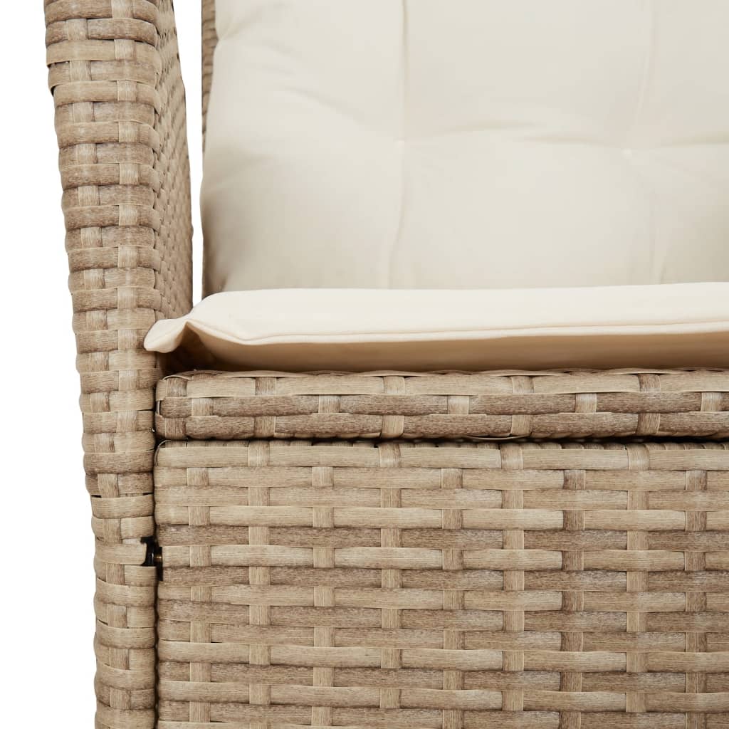 3Dílný Bistro Set S Poduškami Béžový Polyratan