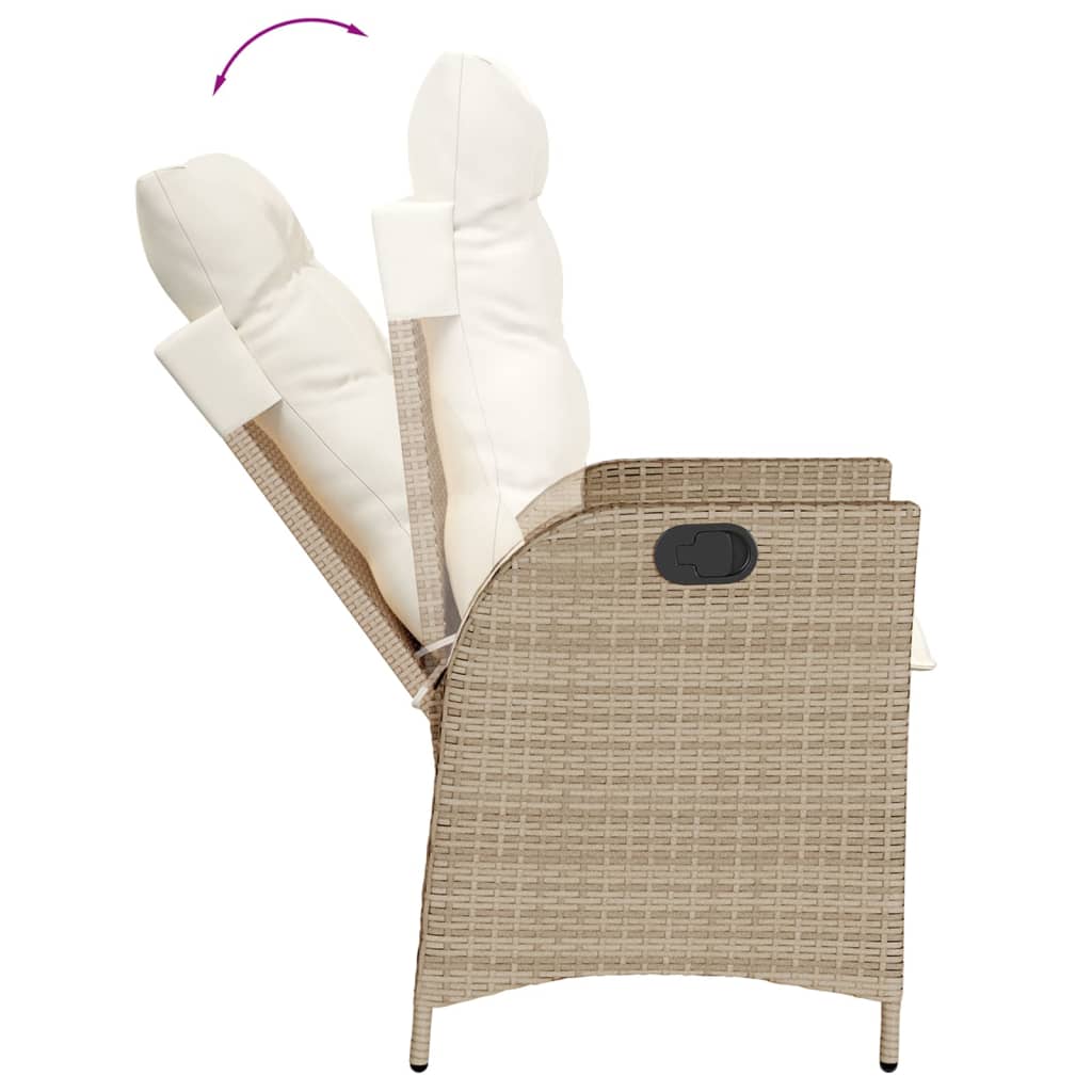 3Dílný Bistro Set S Poduškami Béžový Polyratan