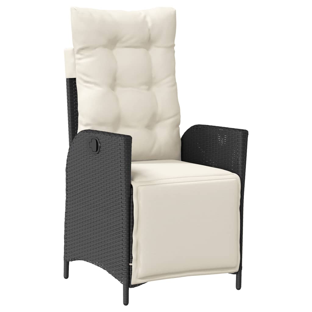 3Dílný Bistro Set S Poduškami Černý Polyratan