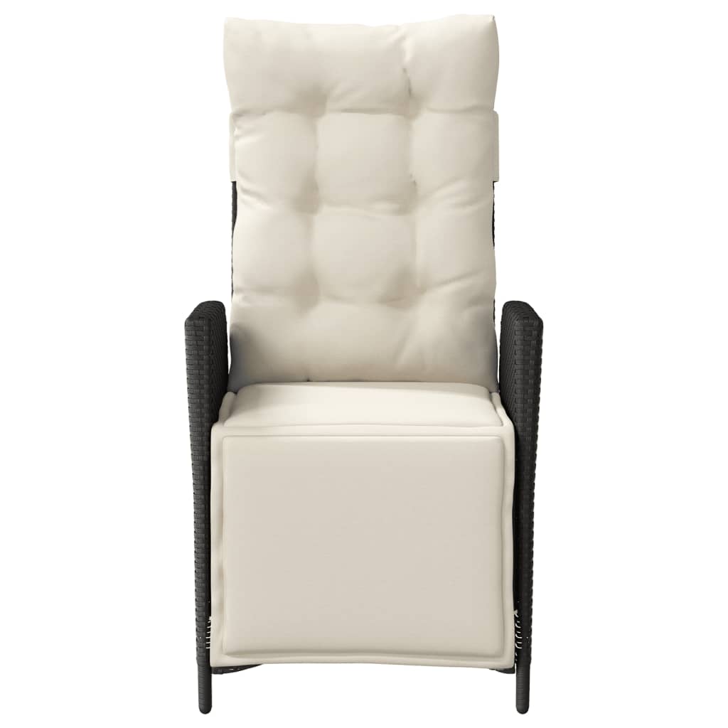 3Dílný Bistro Set S Poduškami Černý Polyratan