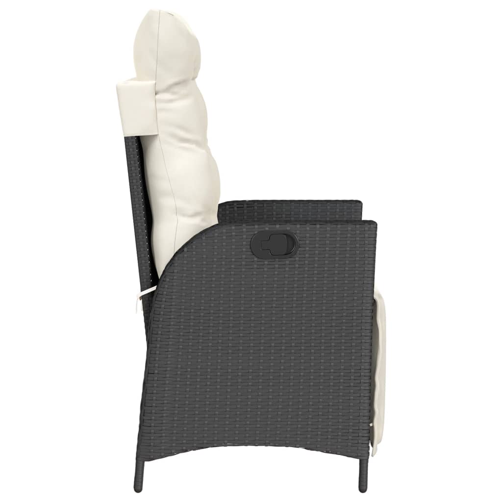 3Dílný Bistro Set S Poduškami Černý Polyratan