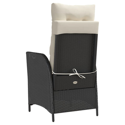 3Dílný Bistro Set S Poduškami Černý Polyratan