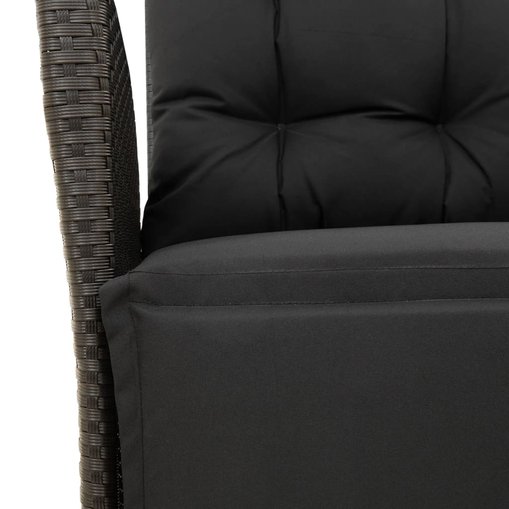 3Dílný Bistro Set S Poduškami Černý Polyratan
