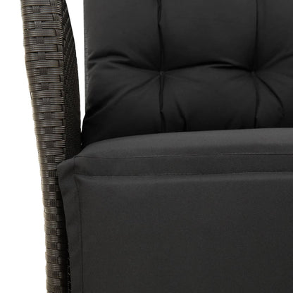 3Dílný Bistro Set S Poduškami Černý Polyratan