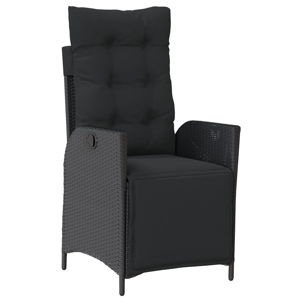 3Dílný Bistro Set S Poduškami Černý Polyratan