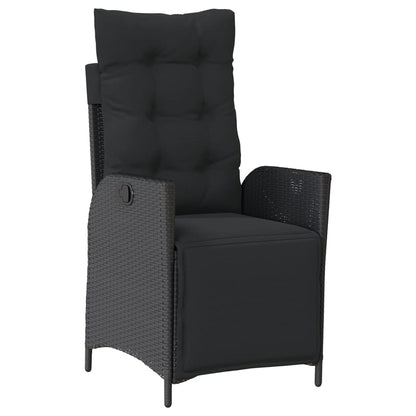 3Dílný Bistro Set S Poduškami Černý Polyratan
