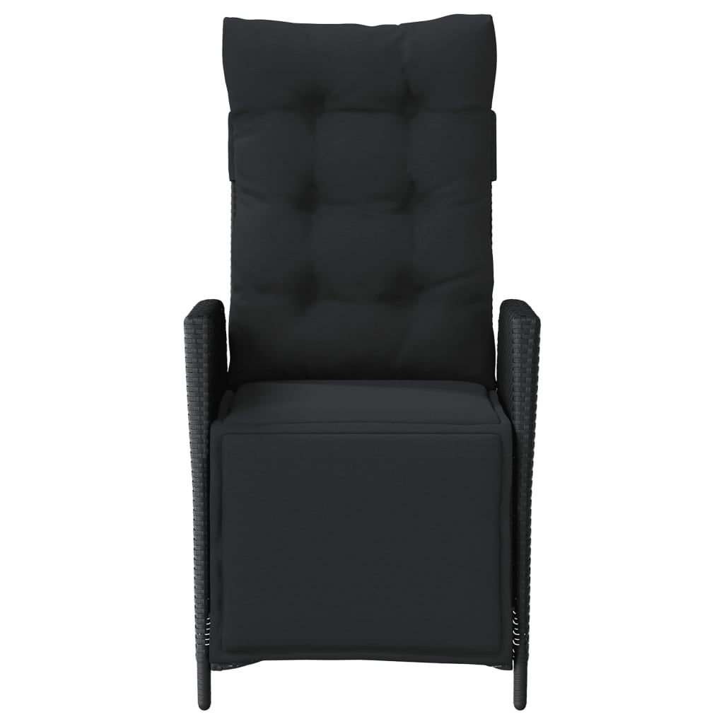 3Dílný Bistro Set S Poduškami Černý Polyratan