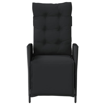 3Dílný Bistro Set S Poduškami Černý Polyratan