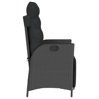 3Dílný Bistro Set S Poduškami Černý Polyratan