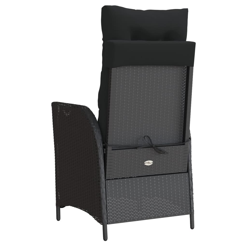 3Dílný Bistro Set S Poduškami Černý Polyratan