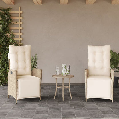 3Dílný Bistro Set S Poduškami Béžový Polyratan
