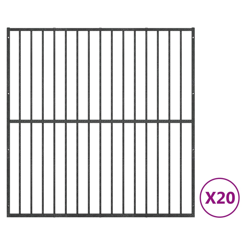 Ohrádka Pro Psy 20 Panelů Černá Pozinkovaná Ocel