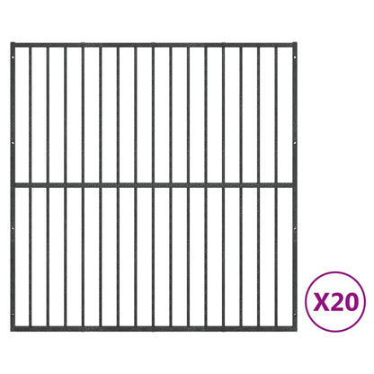 Ohrádka Pro Psy 20 Panelů Černá Pozinkovaná Ocel