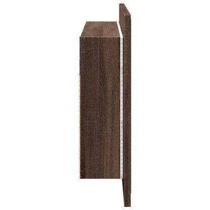 Led Koupelnová Skříňka Se Zrcadlem Hnědý Dub 90X12X45 Cm Akryl