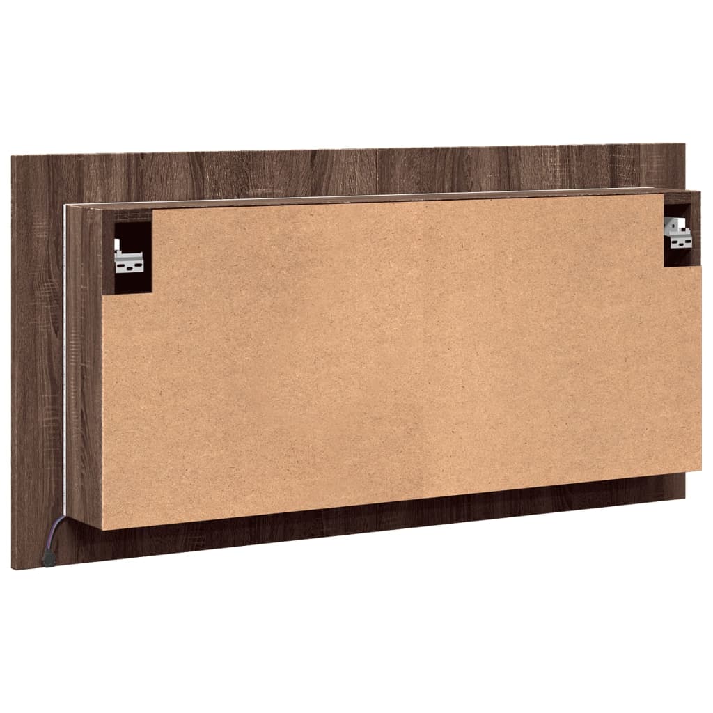 Led Koupelnová Skříňka Se Zrcadlem Hnědý Dub 90X12X45 Cm Akryl