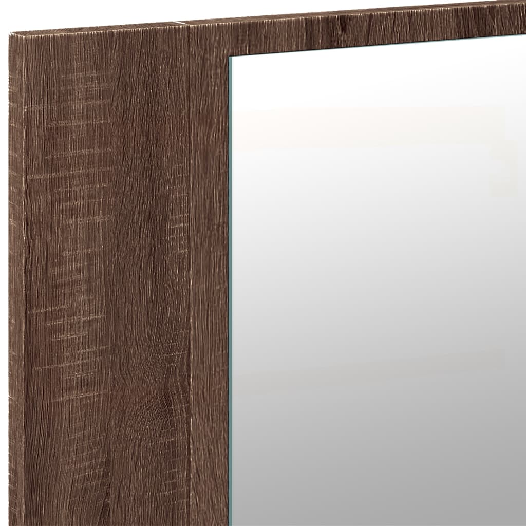 Led Koupelnová Skříňka Se Zrcadlem Hnědý Dub 90X12X45 Cm Akryl