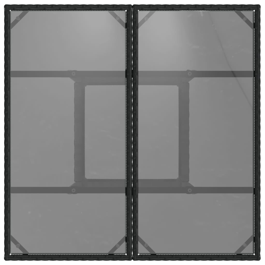 Zahradní Stůl Se Skleněnou Deskou Černý 80X80X75 Cm Polyratan