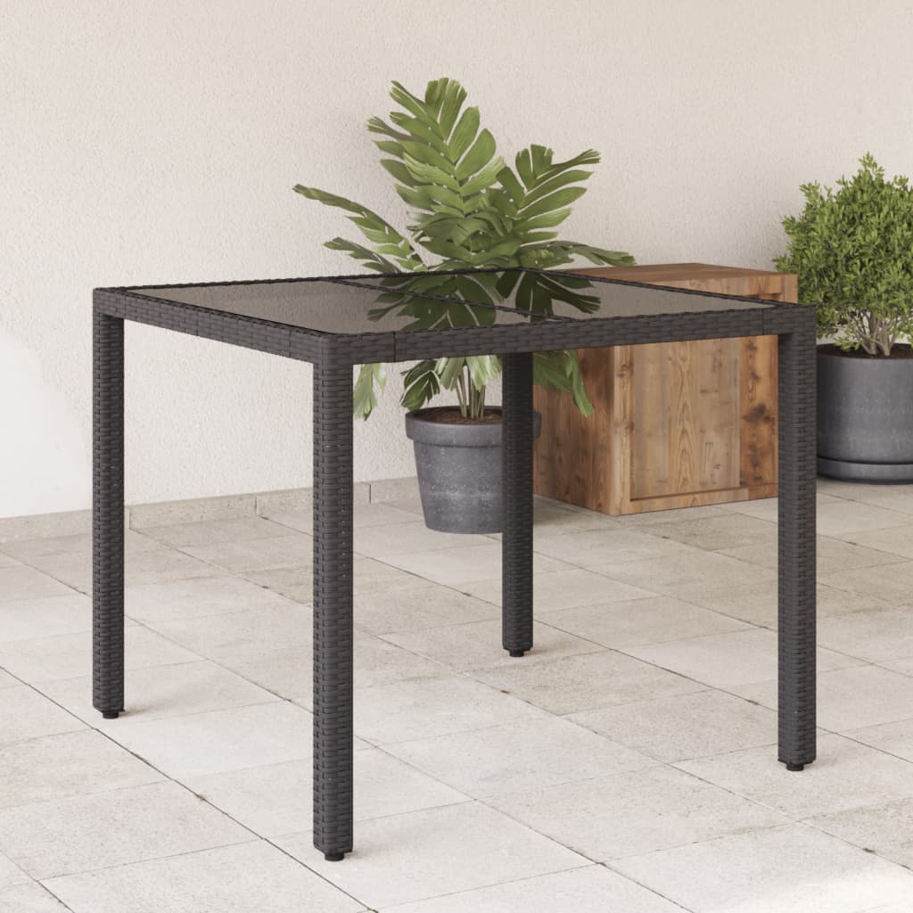 Zahradní Stůl Se Skleněnou Deskou Bílý 90X90X75 Cm Polyratan