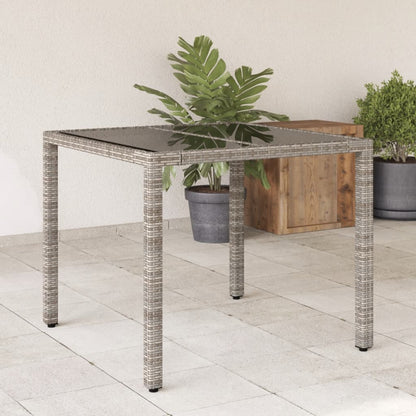 Zahradní Stůl Se Skleněnou Deskou Bílý 90X90X75 Cm Polyratan