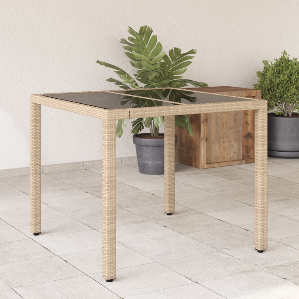 Zahradní Stůl Se Skleněnou Deskou Bílý 90X90X75 Cm Polyratan