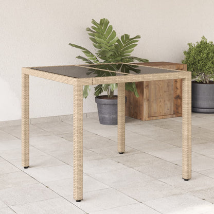 Zahradní Stůl Se Skleněnou Deskou Bílý 90X90X75 Cm Polyratan