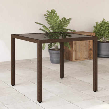 Zahradní Stůl Se Skleněnou Deskou Bílý 90X90X75 Cm Polyratan