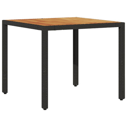 Zahradní Stůl S Akáciovou Deskou Černý 90X90X75 Cm Polyratan