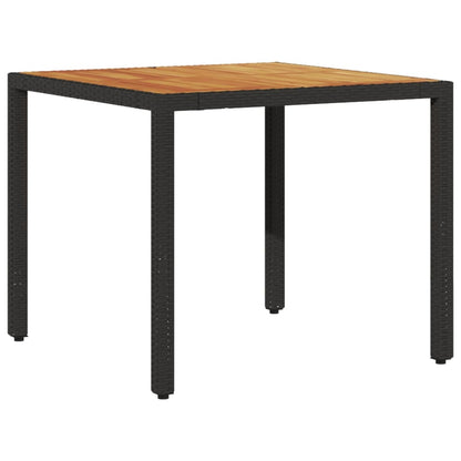 Zahradní Stůl S Akáciovou Deskou Černý 90X90X75 Cm Polyratan
