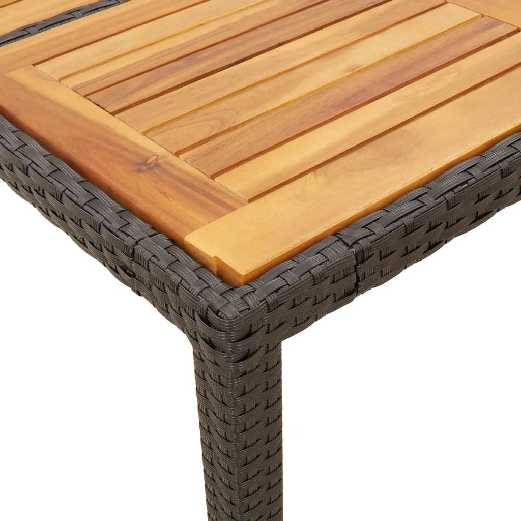 Zahradní Stůl S Akáciovou Deskou Černý 90X90X75 Cm Polyratan