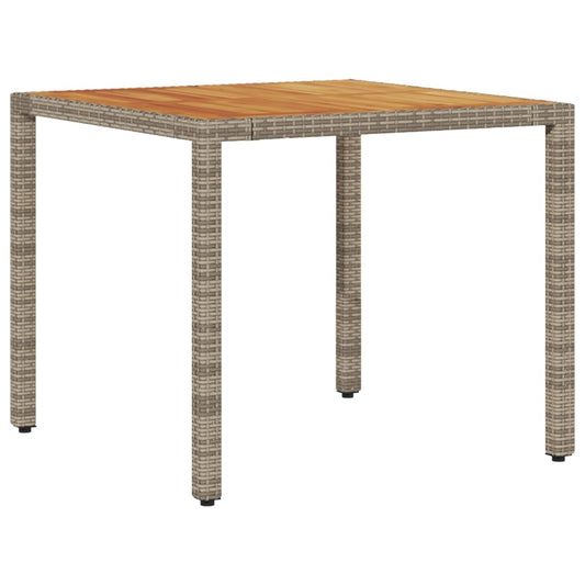 Zahradní Stůl S Akáciovou Deskou Šedý 90 X 90 X 75 Cm Polyratan