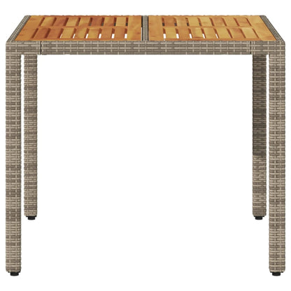 Zahradní Stůl S Akáciovou Deskou Šedý 90 X 90 X 75 Cm Polyratan