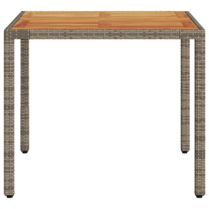 Zahradní Stůl S Akáciovou Deskou Šedý 90 X 90 X 75 Cm Polyratan