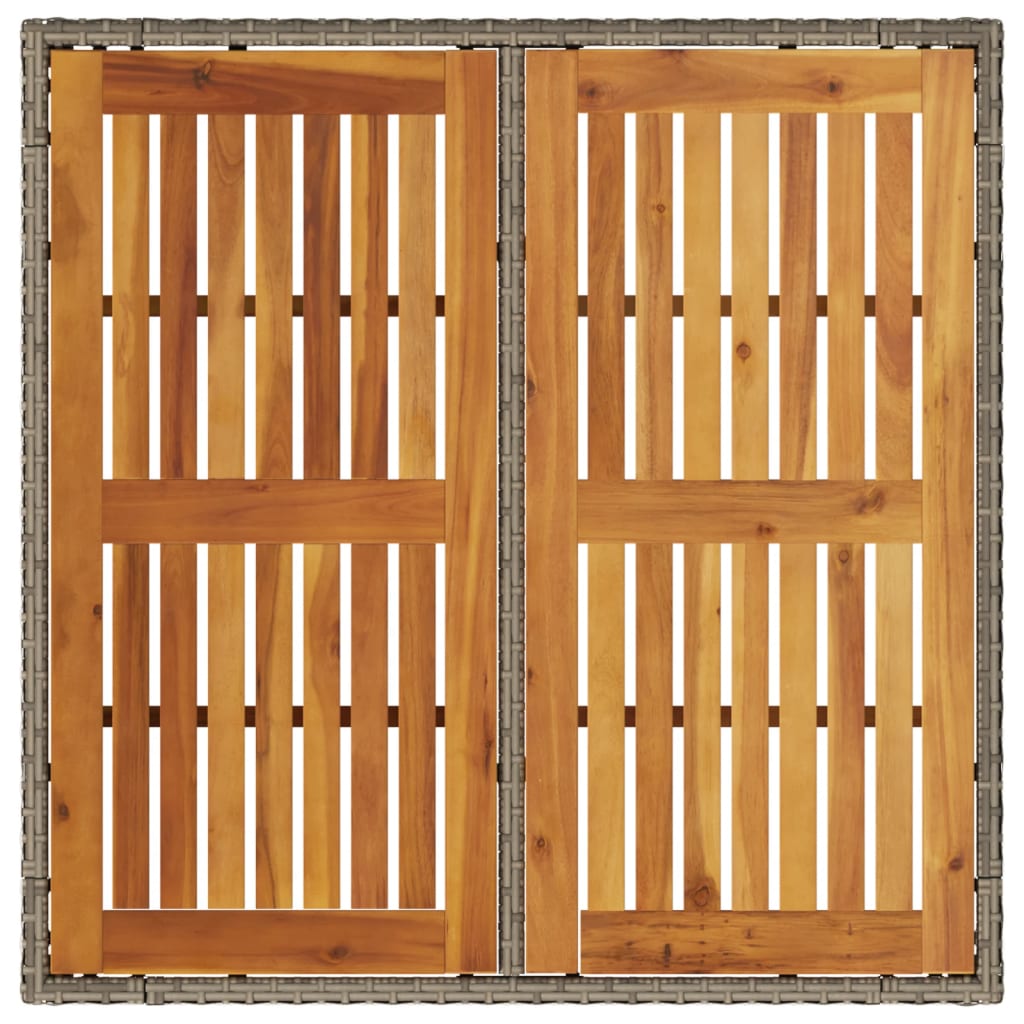 Zahradní Stůl S Akáciovou Deskou Šedý 90 X 90 X 75 Cm Polyratan