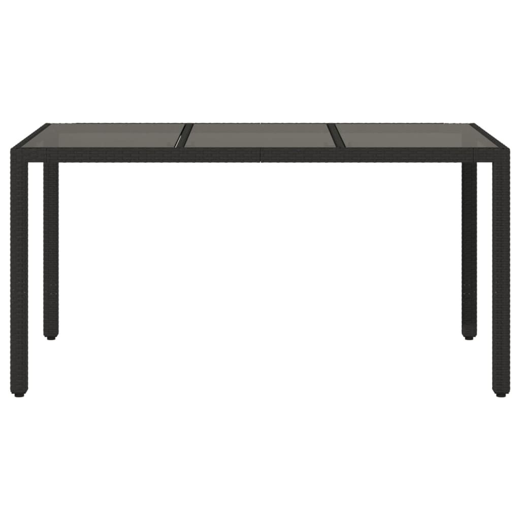 Zahradní Stůl Se Skleněnou Deskou Černý 150X90X75 Cm Polyratan