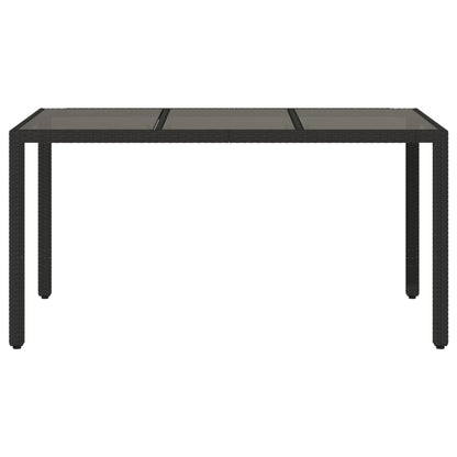 Zahradní Stůl Se Skleněnou Deskou Černý 150X90X75 Cm Polyratan