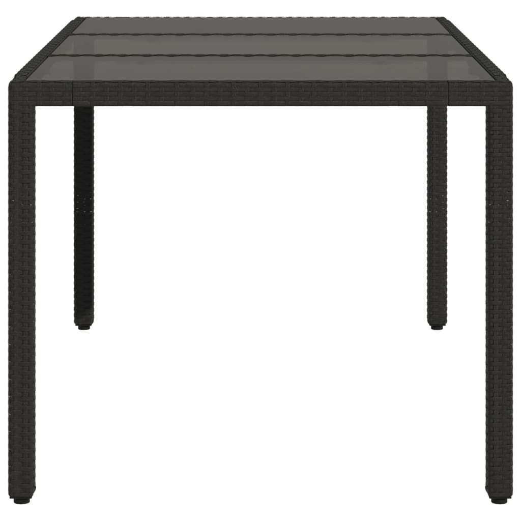 Zahradní Stůl Se Skleněnou Deskou Černý 150X90X75 Cm Polyratan