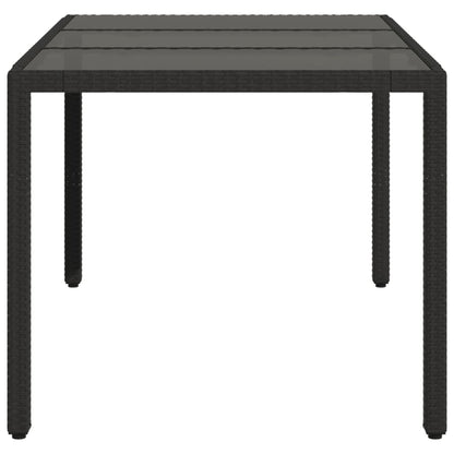 Zahradní Stůl Se Skleněnou Deskou Černý 150X90X75 Cm Polyratan