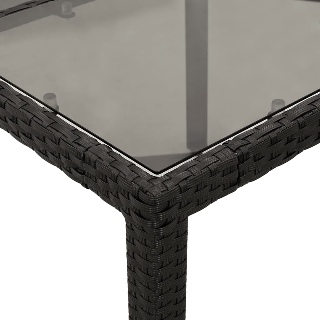 Zahradní Stůl Se Skleněnou Deskou Černý 150X90X75 Cm Polyratan