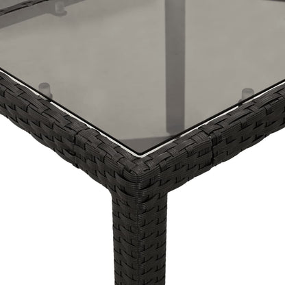 Zahradní Stůl Se Skleněnou Deskou Černý 150X90X75 Cm Polyratan
