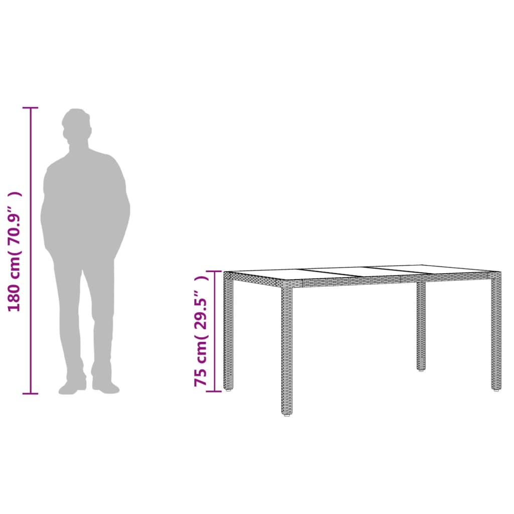 Zahradní Stůl Se Skleněnou Deskou Černý 150X90X75 Cm Polyratan
