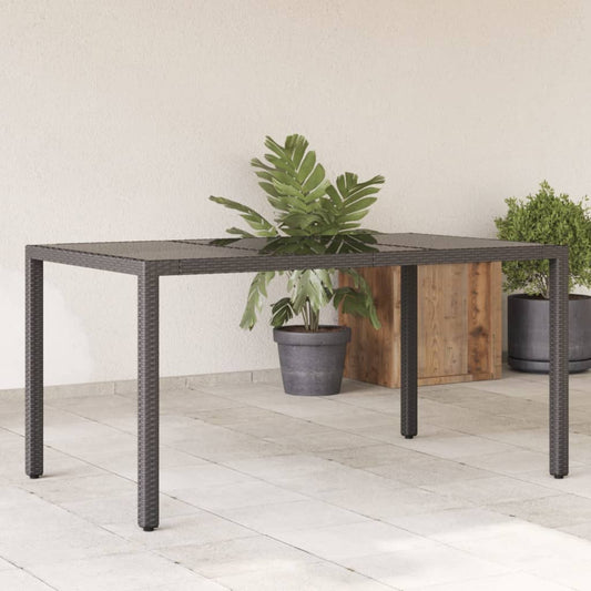 Zahradní Stůl Se Skleněnou Deskou Černý 150X90X75 Cm Polyratan