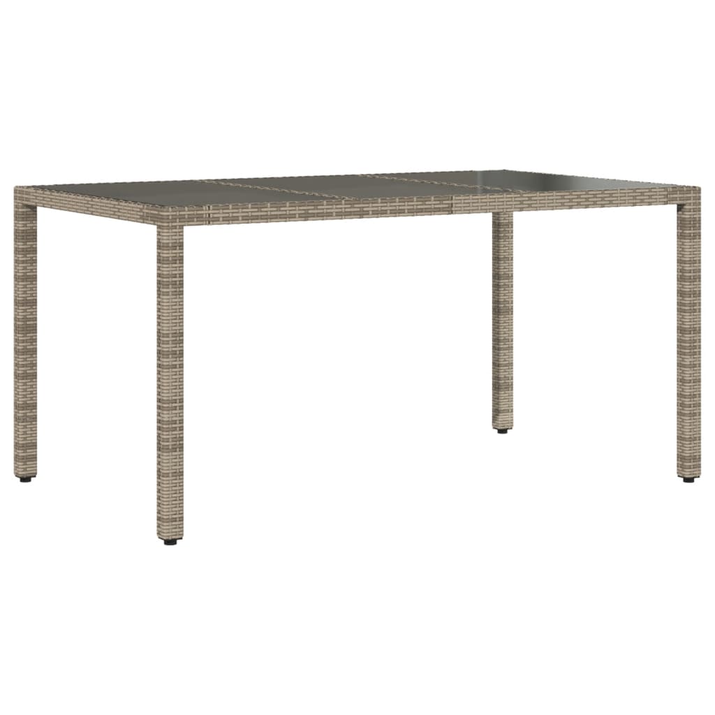 Zahradní Stůl Se Skleněnou Deskou Šedý 150X90X75 Cm Polyratan