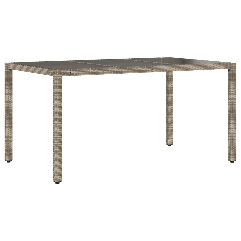 Zahradní Stůl Se Skleněnou Deskou Šedý 150X90X75 Cm Polyratan