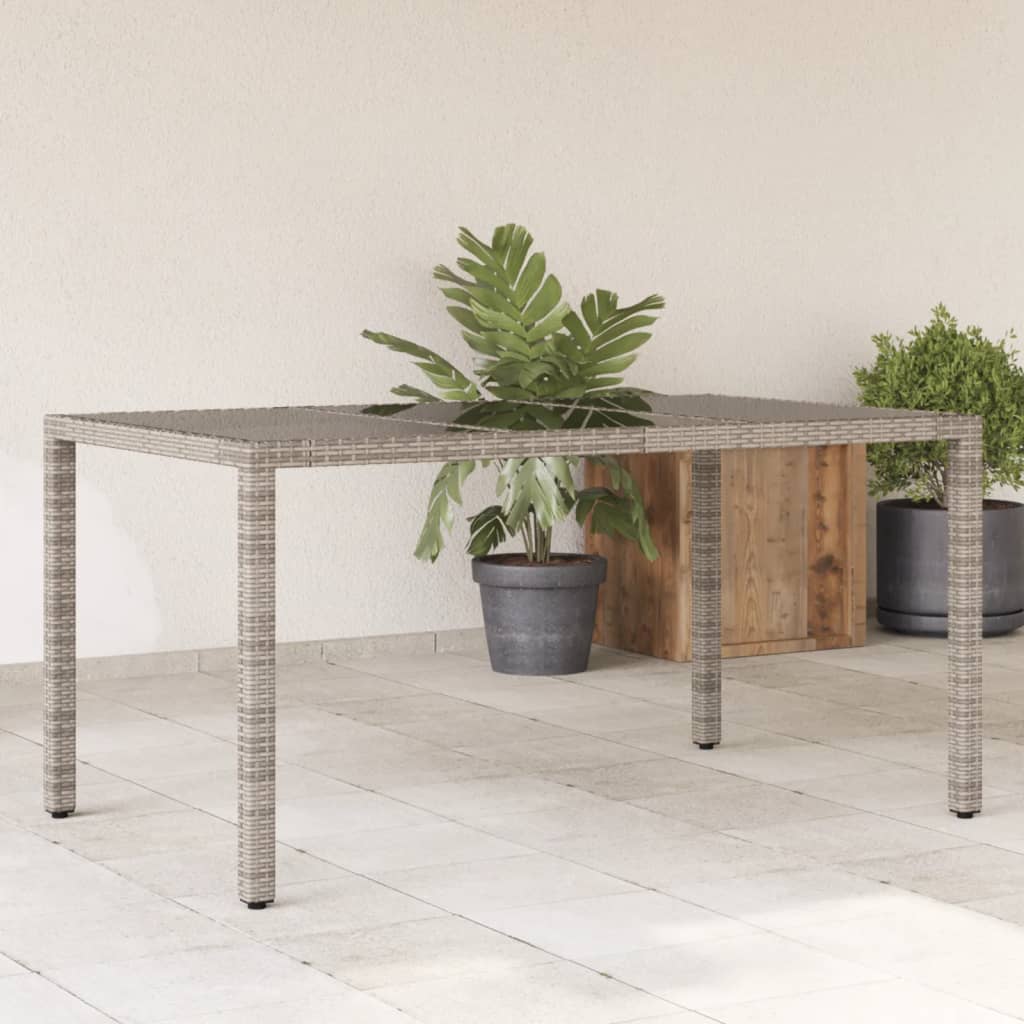 Zahradní Stůl Se Skleněnou Deskou Šedý 150X90X75 Cm Polyratan