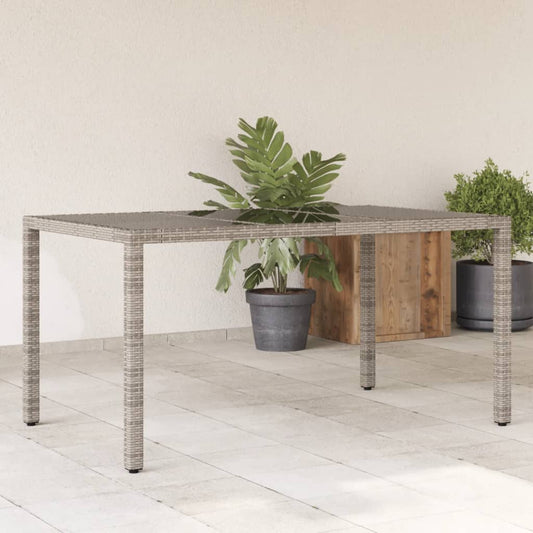Zahradní Stůl Se Skleněnou Deskou Šedý 150X90X75 Cm Polyratan