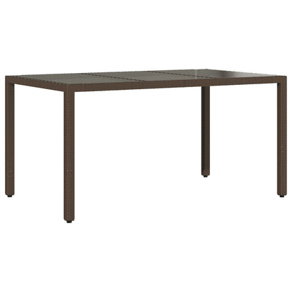 Zahradní Stůl Se Skleněnou Deskou Hnědý 150X90X75 Cm Polyratan