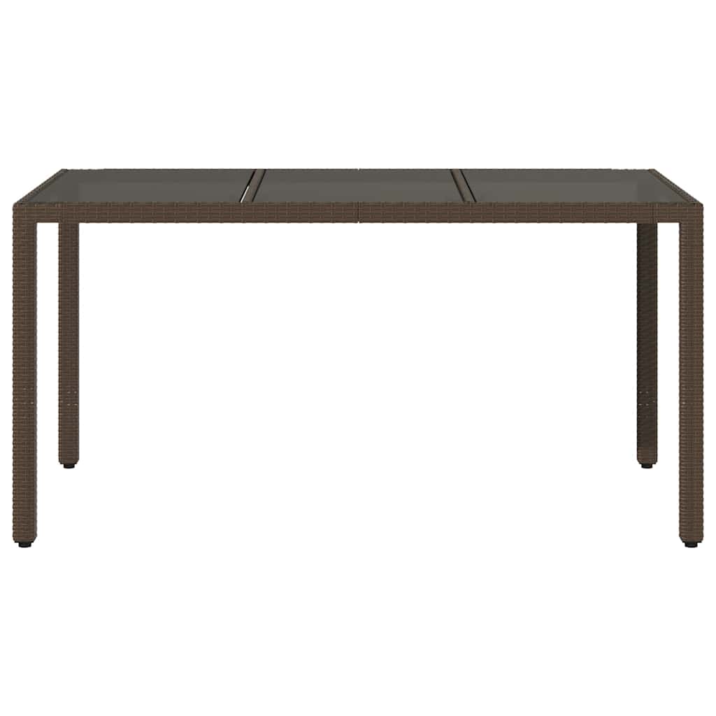 Zahradní Stůl Se Skleněnou Deskou Hnědý 150X90X75 Cm Polyratan